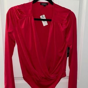 SOLD Deep plunge satin bodysuit